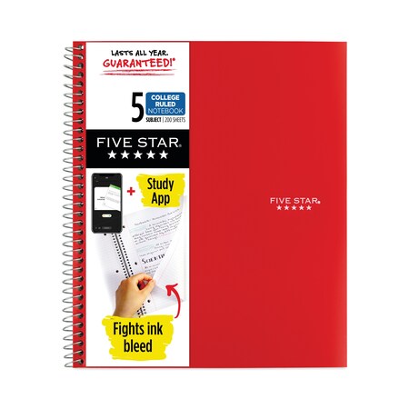 FIVE STAR 11" x 8.5" College Rule Notebook, 200 Pg 06208